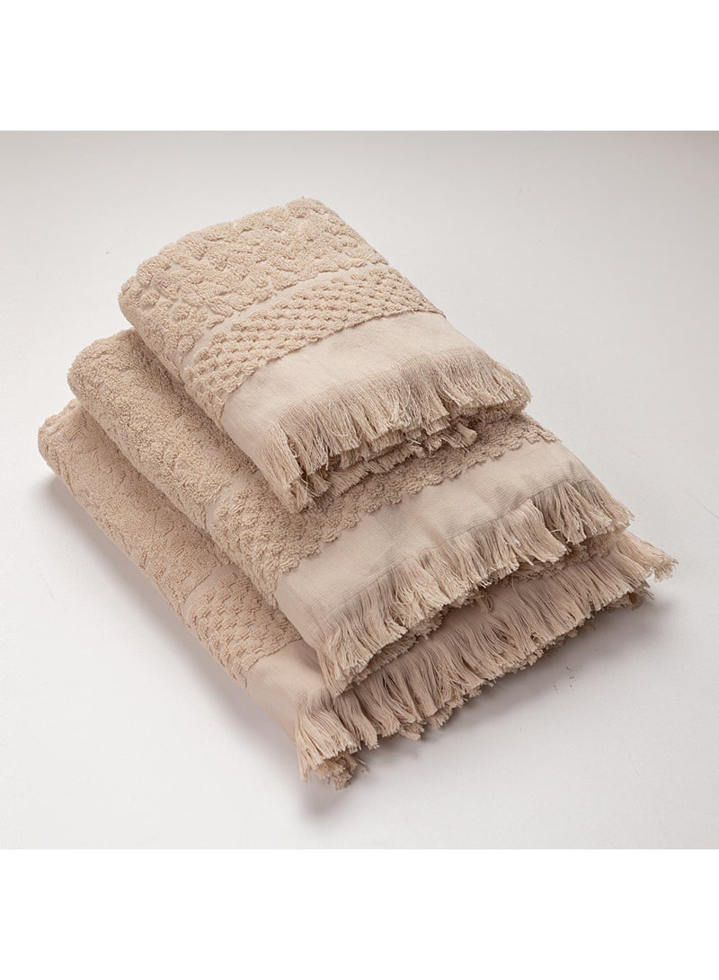 Orchid Premium Cotton Towel Set – 3 Pieces , By Teko Tex , beige Color